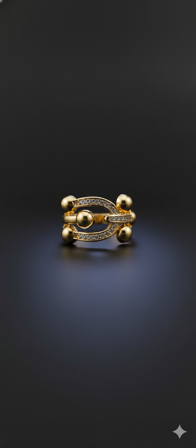 Royal Crest Ring | Adjustable Gold-Plated Stainless Steel–KZ8812394