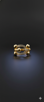 Royal Crest Ring | Adjustable Gold-Plated Stainless Steel–KZ8812394
