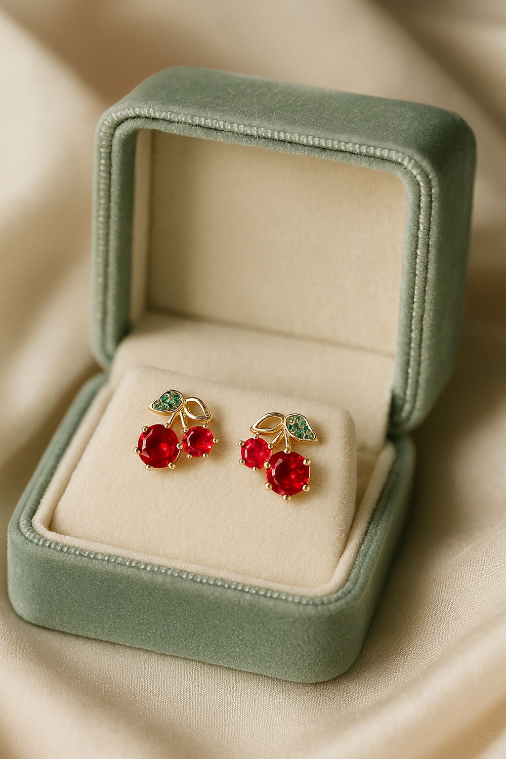 Scarlet Cherry Earrings | Gold-Plated Stainless Steel  – KZ8812315