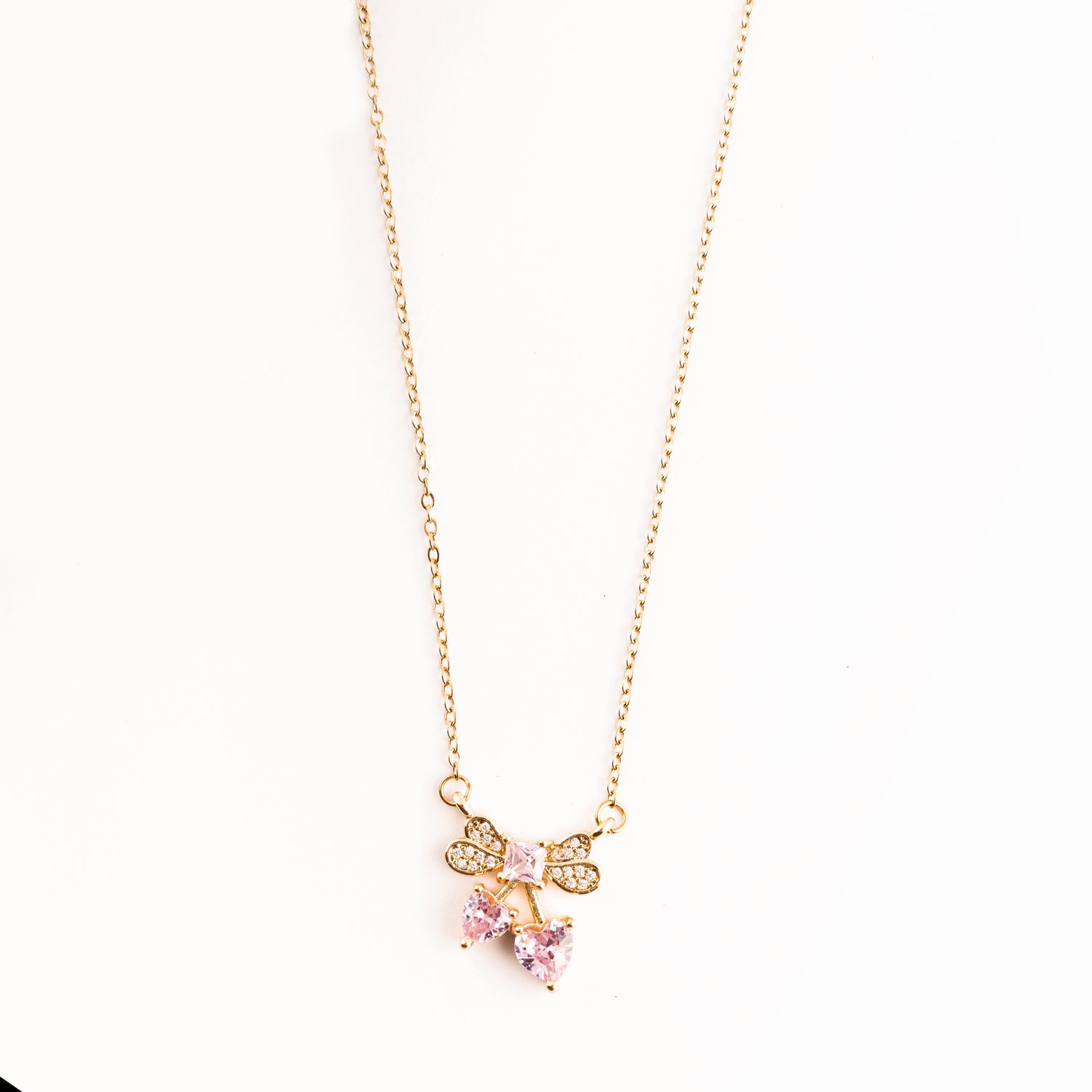 Sparkle Bow With Heart Necklace-KZ8812303