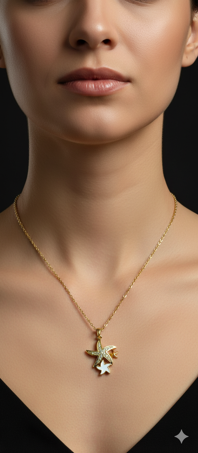 Starfish Sparkle Necklace | Gold-Plated Stainless Steel – KZ8812359