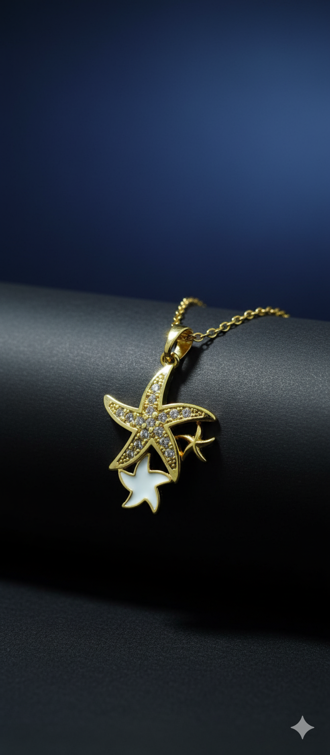 Starfish Sparkle Necklace | Gold-Plated Stainless Steel – KZ8812359
