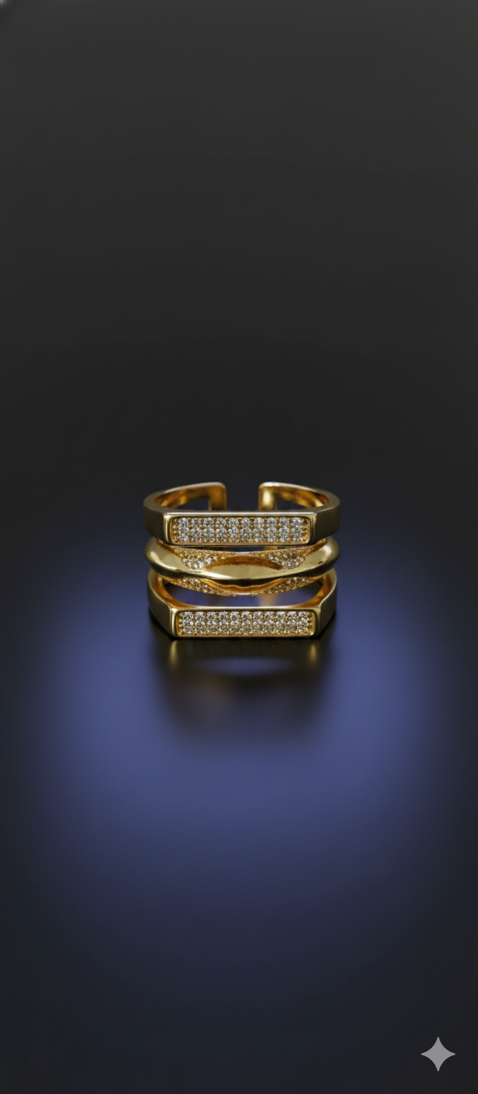 Trinity Grace Ring | Adjustable Gold-Plated Stainless Steel–KZ88123102