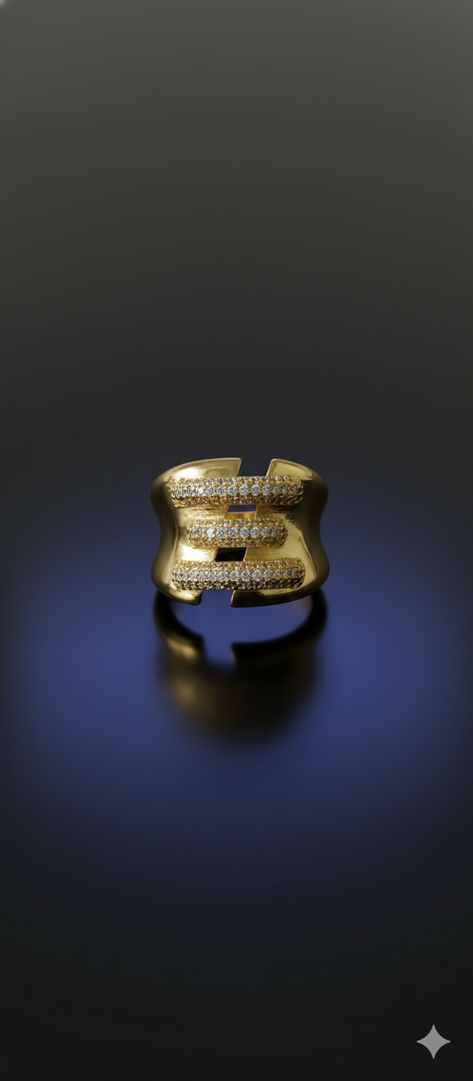 Triple Luxe Ring | Adjustable Gold-Plated Stainless Steel–KZ8812396