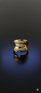 Triple Luxe Ring | Adjustable Gold-Plated Stainless Steel–KZ8812396