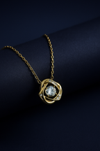 Twisted Bloom Diamond Necklace | Gold-Plated Stainless Steel – KZ8812360