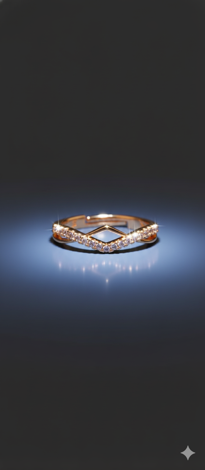 V-Cut Elegance Ring |  Gold-Plated Brass Adjustable Ring – SCB8812380