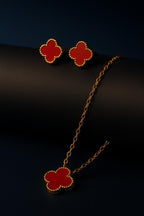 Clover Pendant & Studs Jewelry Set | Gold-Plated Stainless Steel  – KZ8812321