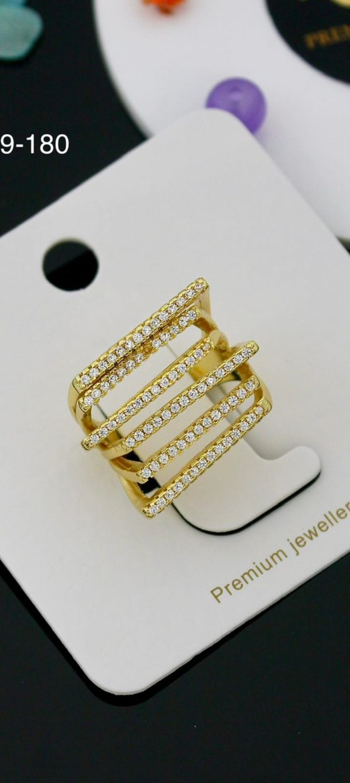 Diamond Stripes Band | Adjustable Gold-Plated Stainless Steel–KZ88123103