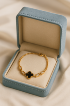 Black Clover Baguette Bracelet | Adjustable Gold-Plated Stainless Steel – KZ8812306