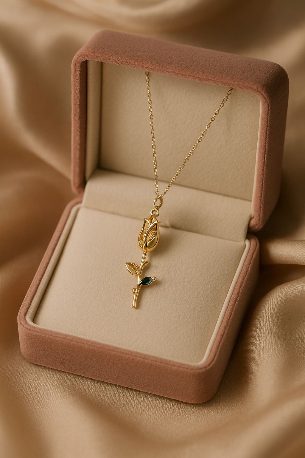 Golden Rose Bud Necklace | Gold-Plated Stainless Steel – KZ8812302