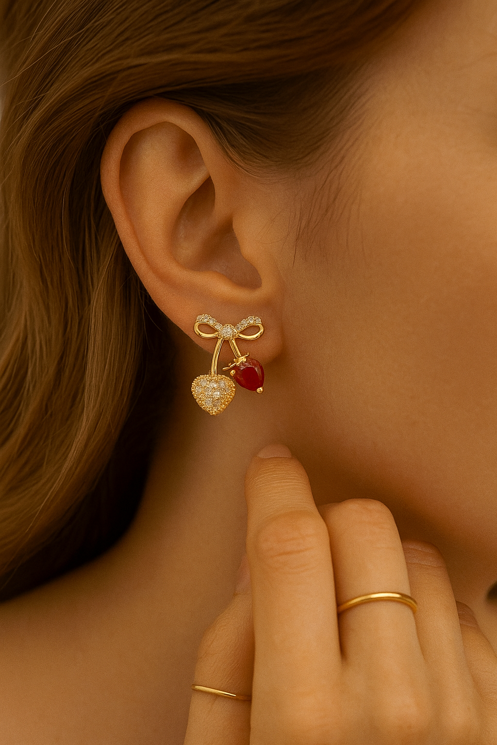 Love Ruby Knot Earring-KZ8812316