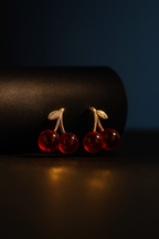 Scarlet Cherry Twin Earrings | Gold-Plated Stainless Steel – KZ8812319