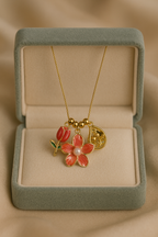 Coral Flower and Bud Necklace | Gold-Plated Stainless Steel – KZ8812326