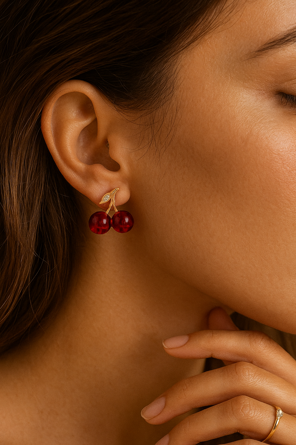 Scarlet Cherry Twin Earring-KZ8812319
