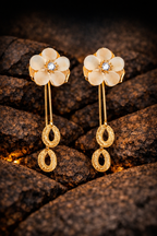 Aurora Bloom Floral Drop Earrings | Gold-Plated Stainless Steel – KZ8812320