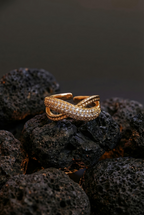 Diamond Knot Ring | Gold-Plated Brass Adjustable Ring– SCB8812381