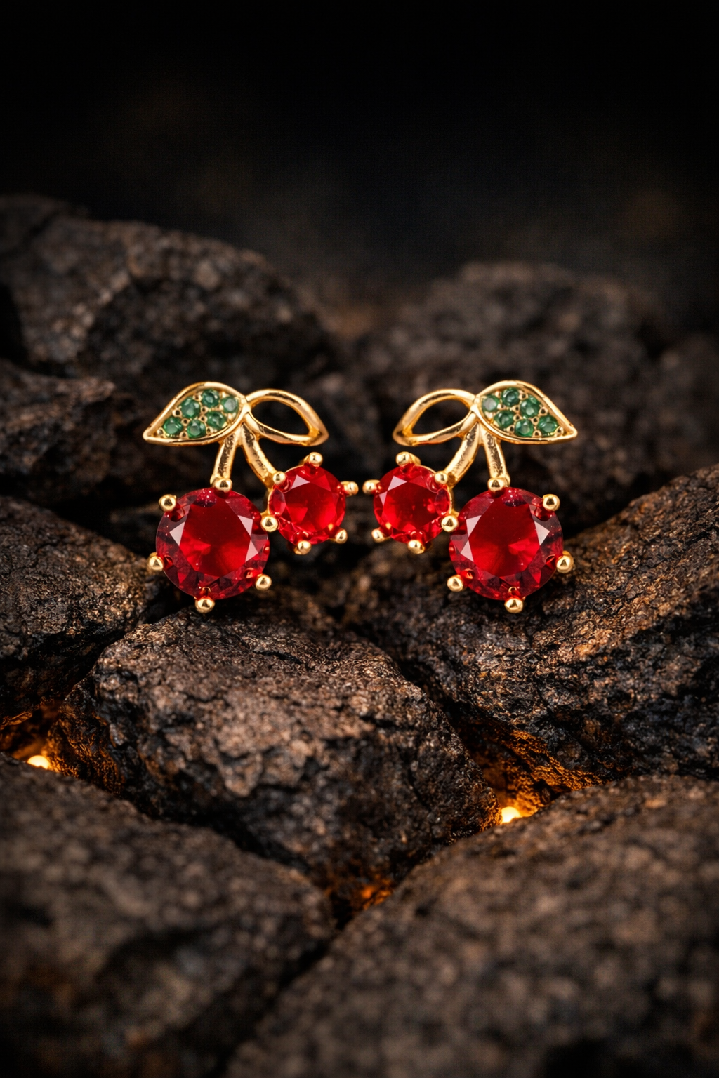Scarlet Cherry Earrings | Gold-Plated Stainless Steel  – KZ8812315