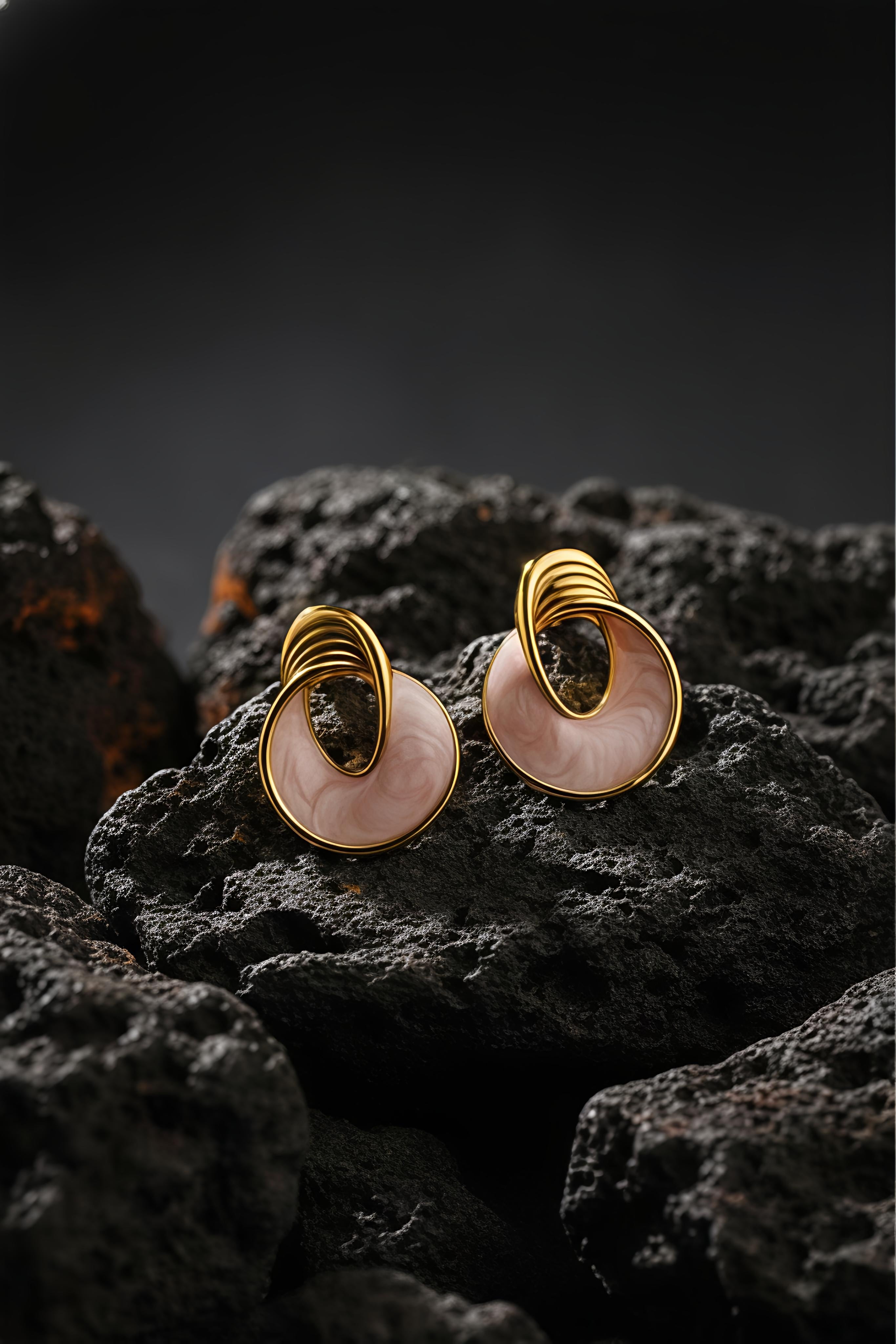 Pink PearlTwist Hoops | Gold-Plated Stainless Steel– KZ8812345