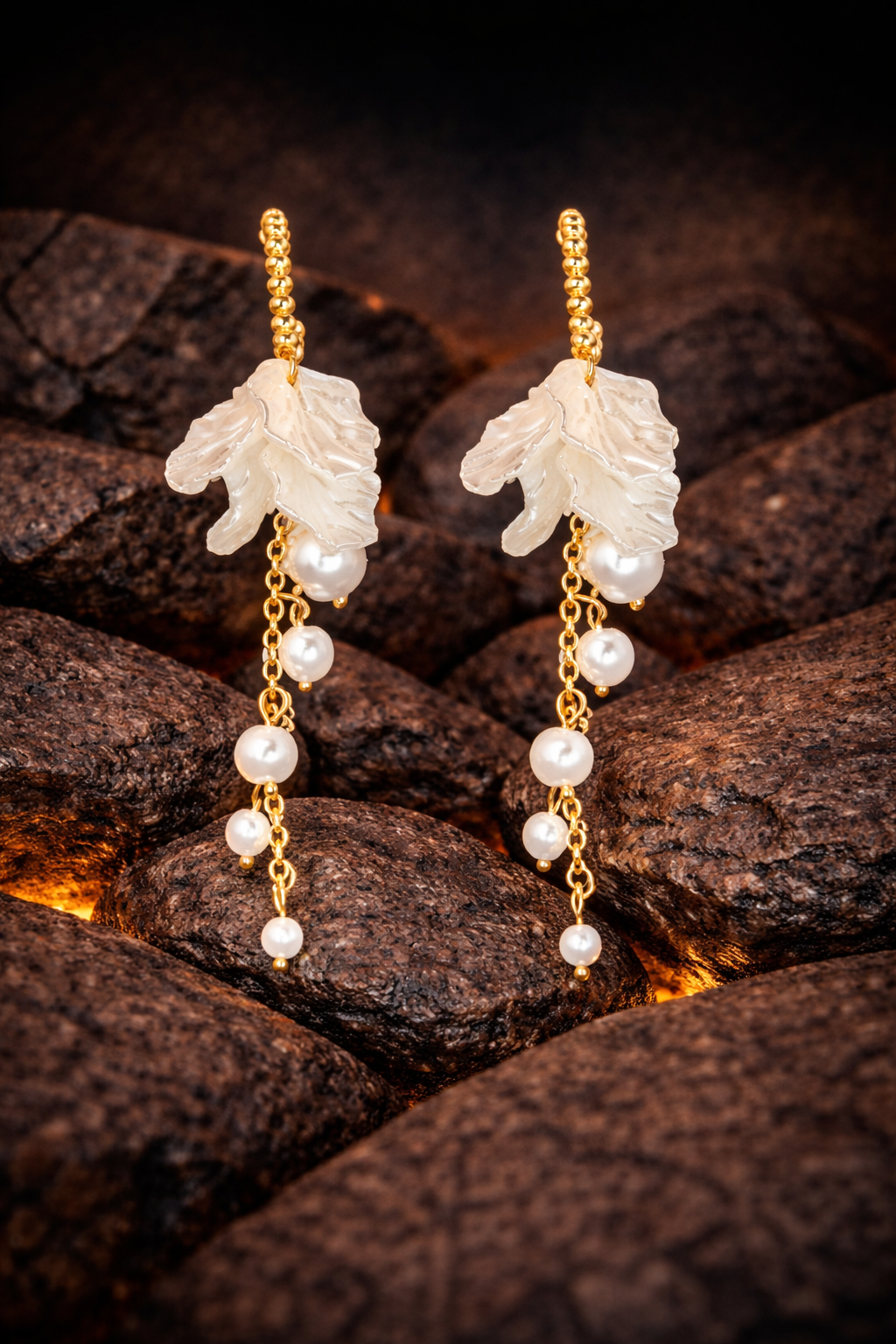 Ivory Leaf Drop Earrings | Gold-Plated Stainless Steel– KZ8812314