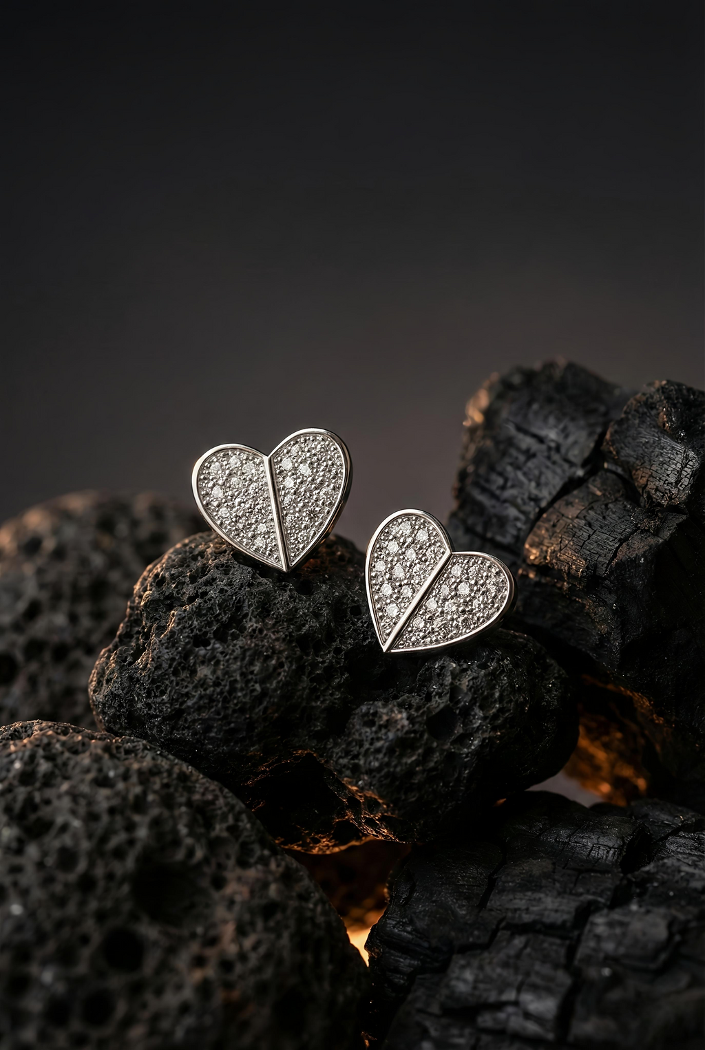 Diamond Split Heart Studs | Gold-Plated Stainless Steel – KZ8812331
