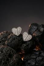 Diamond Split Heart Studs | Gold-Plated Stainless Steel – KZ8812331
