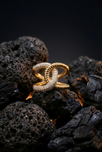 Interlock Glam Ring | Adjustable Gold-Plated Stainless Steel–KZ88123100