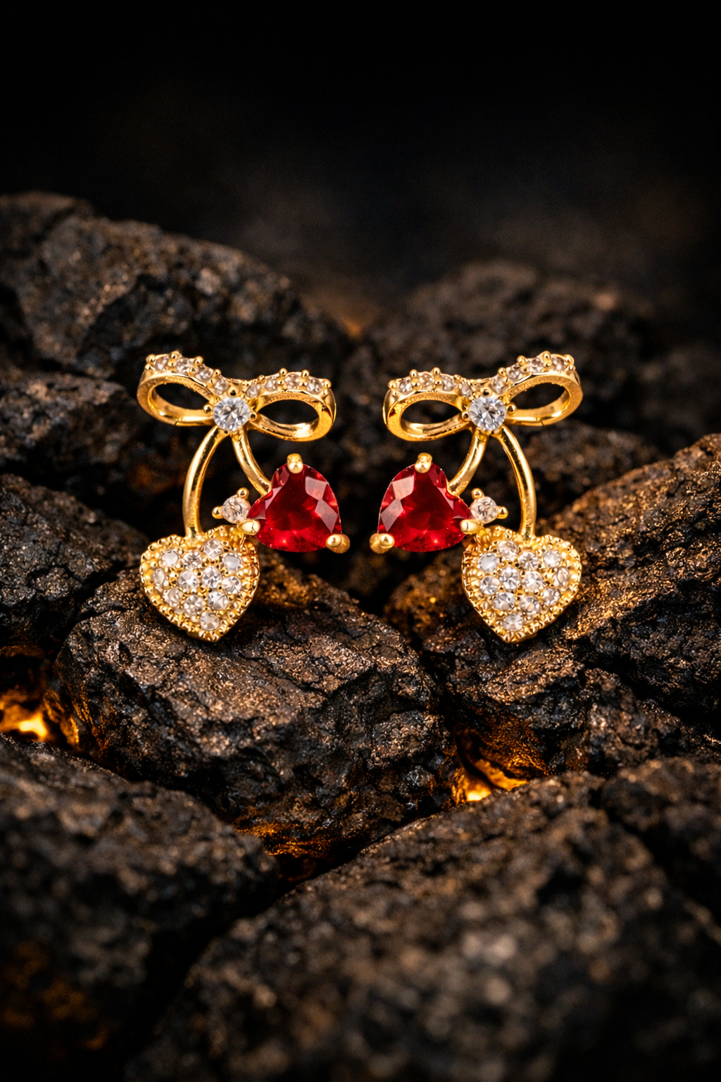 Love Ruby Knot Earrings | Gold-Plated Stainless Steel– KZ8812316
