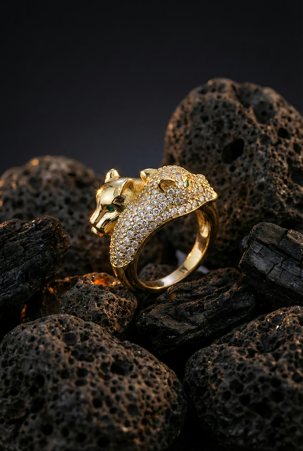Panther Power Ring | Adjustable Gold-Plated Stainless Steel–KZ8812397