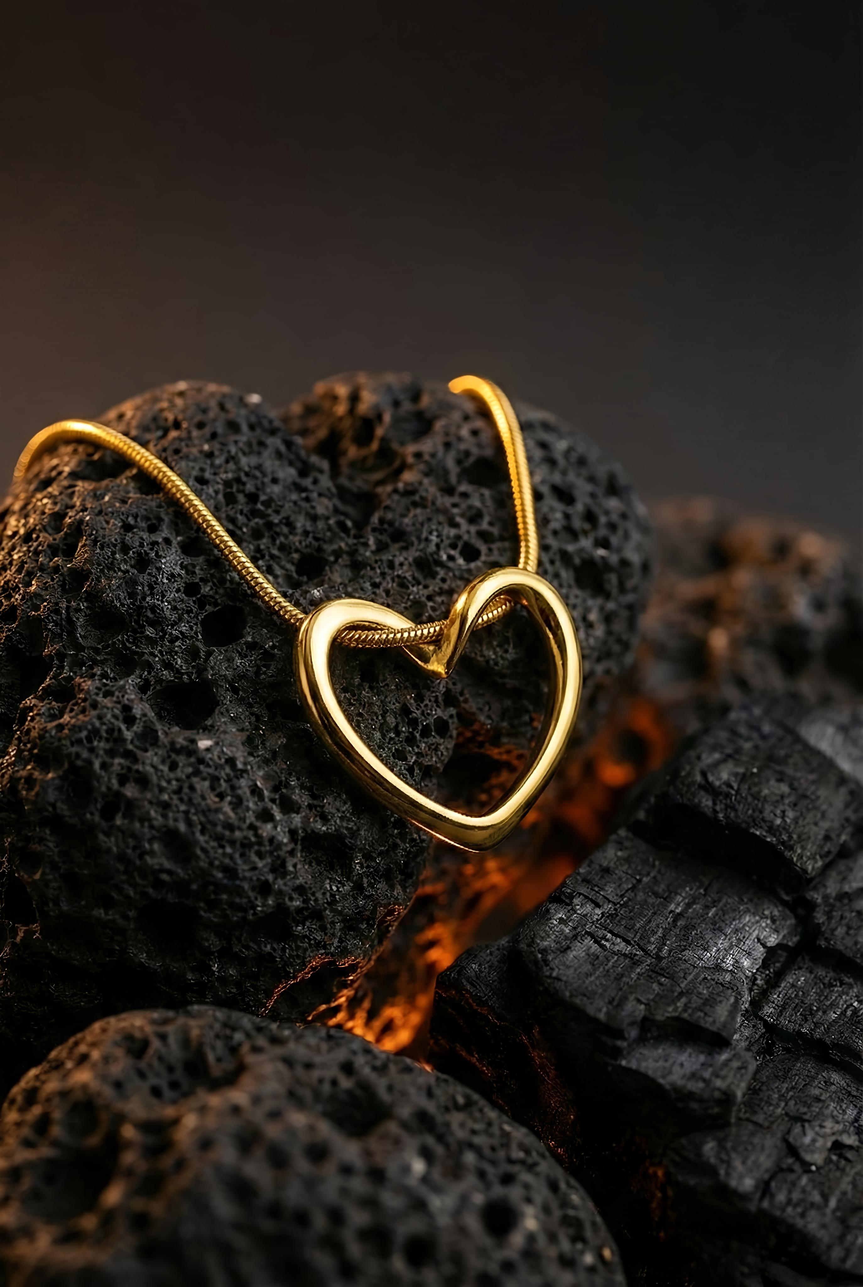 Golden Eternal Heart Necklace | Gold-Plated Stainless Steel – KZ8812351