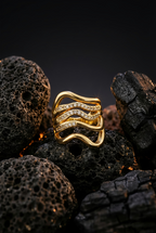 Ocean Wave Ring | Adjustable Gold-Plated Stainless Steel–KZ88123101