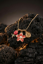 Coral Flower and Bud Necklace | Gold-Plated Stainless Steel – KZ8812326
