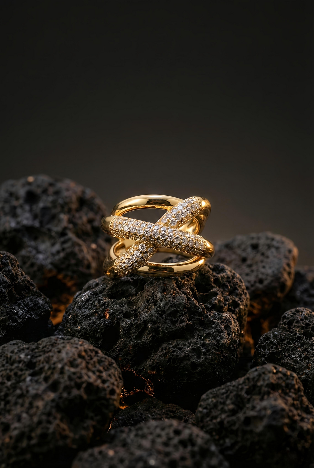 CrossGlow Ring | Adjustable Gold-Plated Stainless Steel–KZ8812398